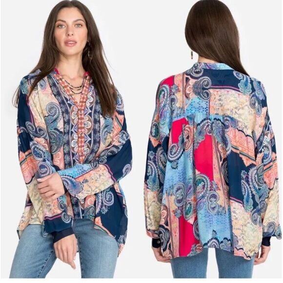 Johnny Was Tops - Johnny Was Onda Button Down Shirt Size Small